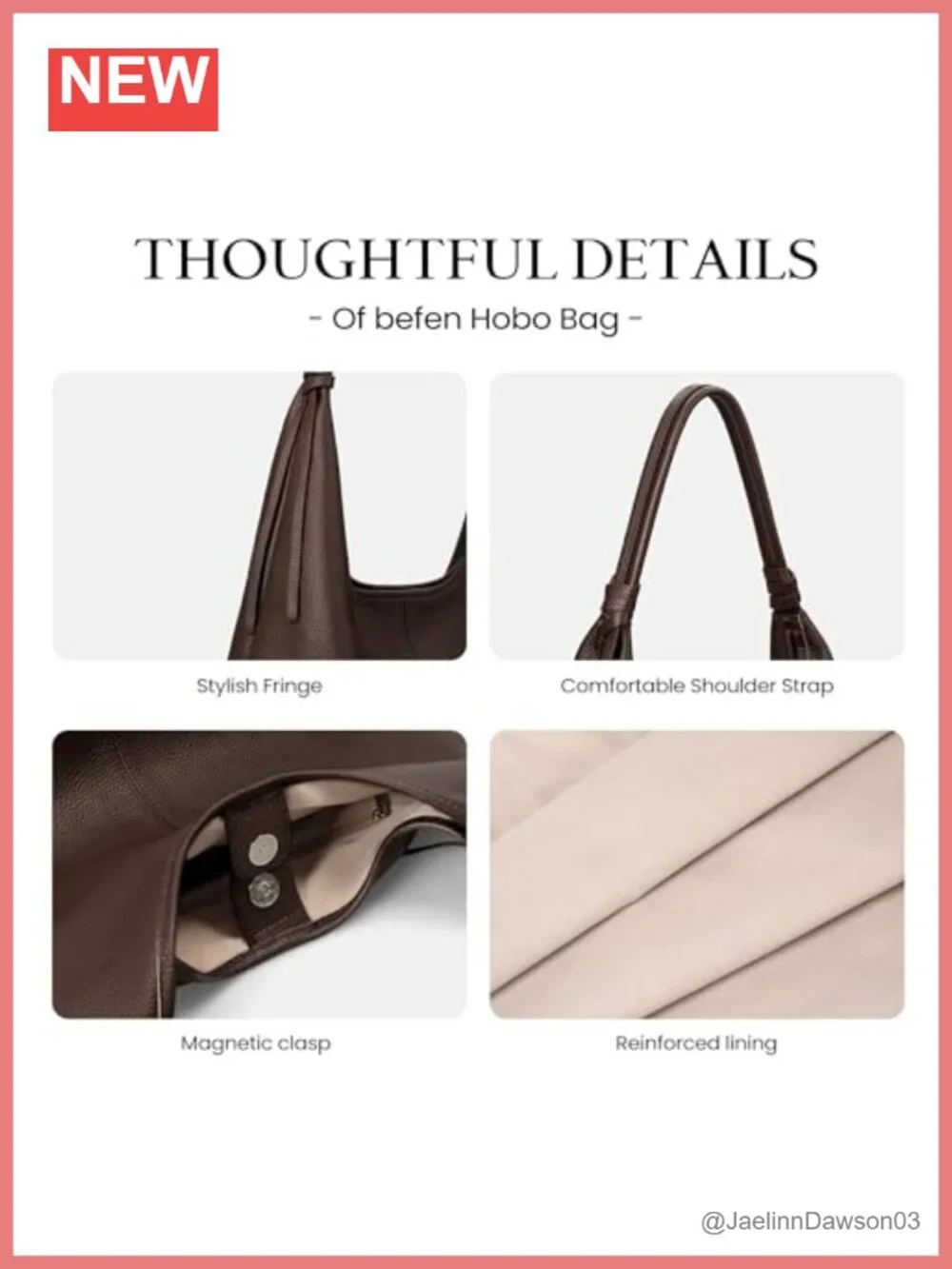 Genuine Leather Slouchy Hobo Bag Women Tassel Magnetic Closure Tote